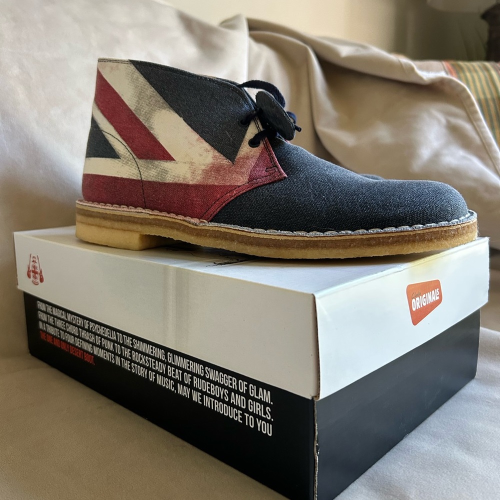 Clarks Men’s Originals  Desert Boots Union Jack UK design. New Never Worn.